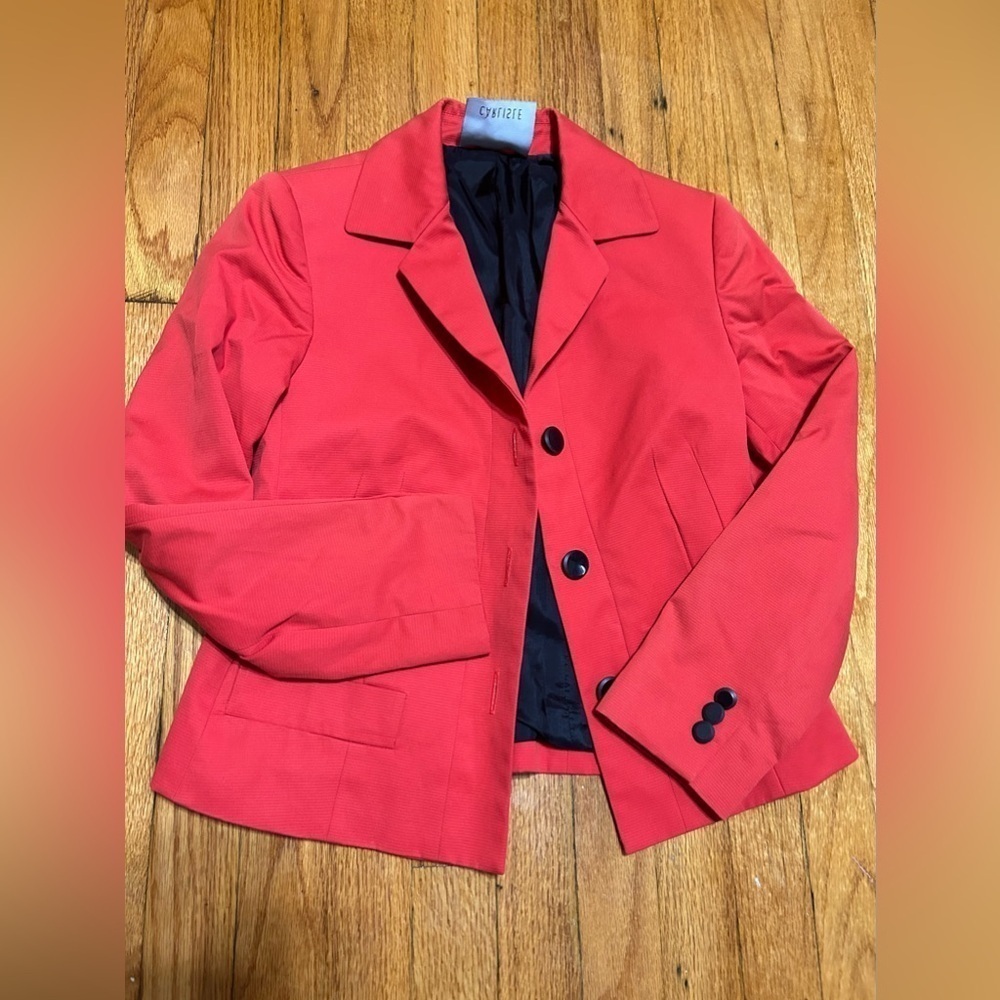 Carlisle Button Blazer Size 0 Redish Orange Career And Business